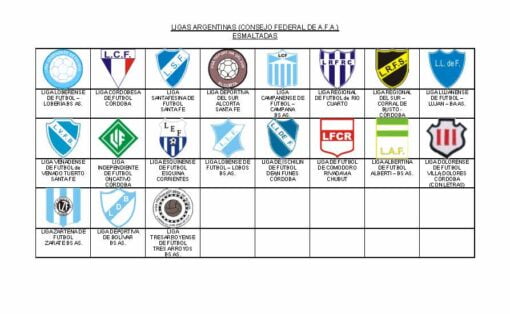 LIGAS ARGENTINAS (CONSEJO FEDERAL DE A.F.A.) ESMALTADAS